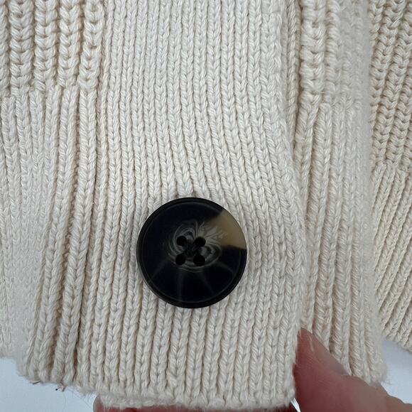 Everlane Boxy Cardigan Organic Everyday Cotton Medium Canvas White Sweater VNeck - Picture 4 of 8